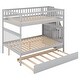 preview thumbnail 20 of 26, White Full Over Full Bunk Bed with Trundle, Built-in Staircase and Storage Shelves