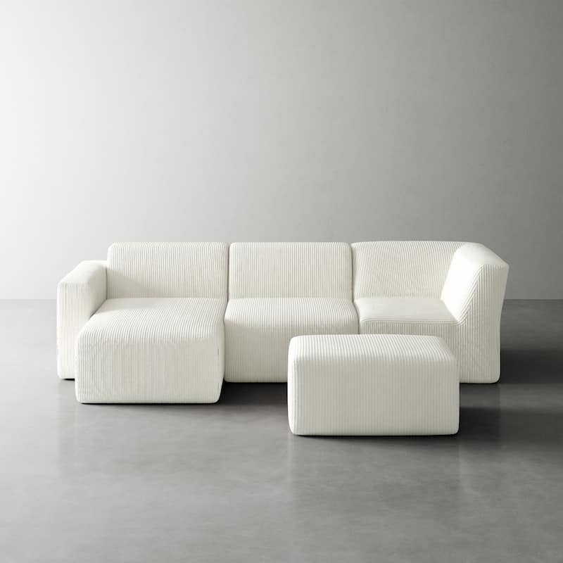 Modular Sectional Sofa 4-seater Oversized Chaise Lounge Couch for Living Room - BEIGE/LEFT - Left Facing