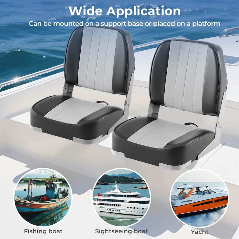 Costway 2-Pack Folding Boat Seats with Thick Sponge Padding Fixing - See Details