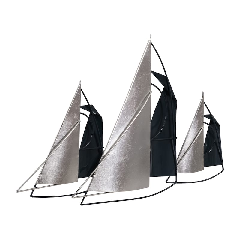 Sagebrook Home Coastal Nautical Metal Sailboats Wall Decor, Blue/Silver