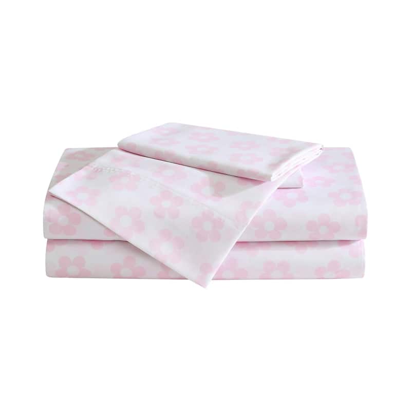 Betsey Johnson Printed Novelty Sheet Sets - Retro Daisy Pink - Queen