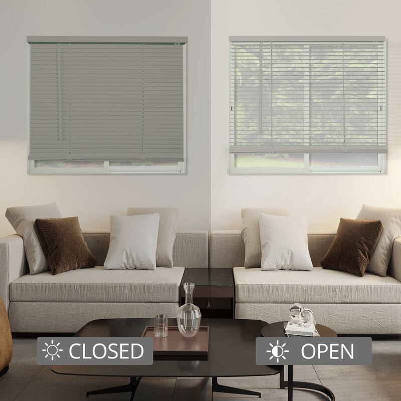 CHICOLOGY Cordless 1-Inch Vinyl Mini Blinds, Gloss Grey 72 Height