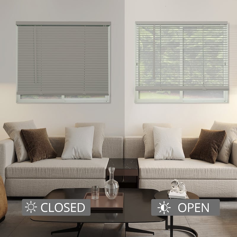 CHICOLOGY Cordless 1-Inch Vinyl Mini Blinds, Gloss Grey 48 Height