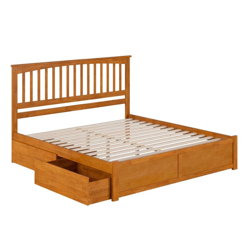 Mission Platform Bed with Footboard and Storage Drawers