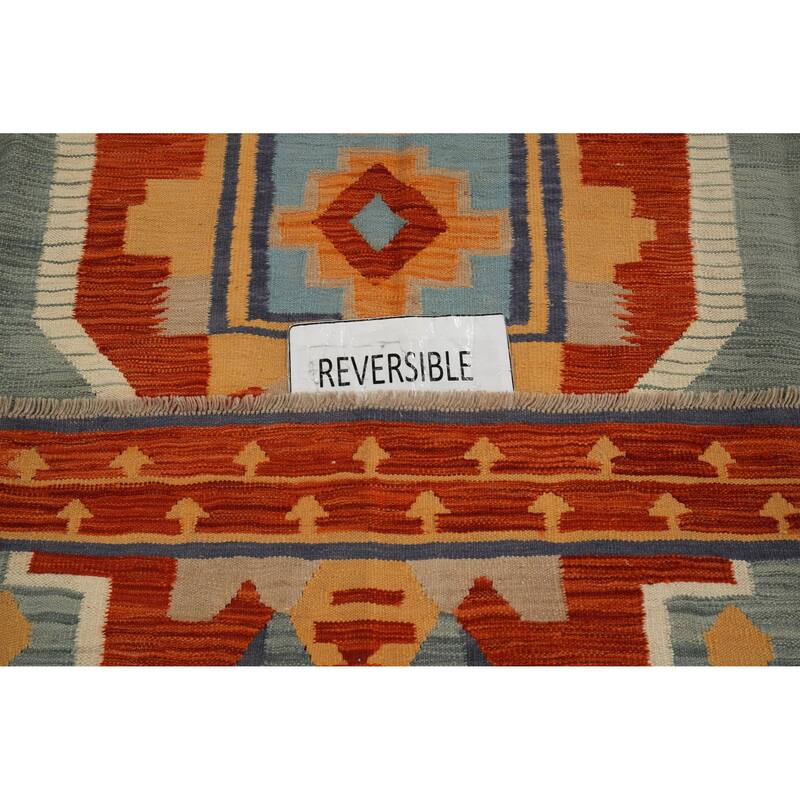 Hand Woven Oriental 100% Wool Carpet Southwestern Medallion Greys & Charcoal Kilim Area Rug - 9' 1'' X 6' 1''