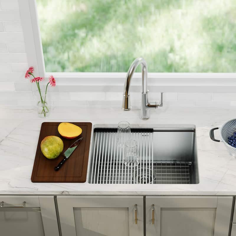 Karran Elite WS-32-PK1 Undermount 23" Single Bowl Stainless Steel Workstation Kitchen Sink
