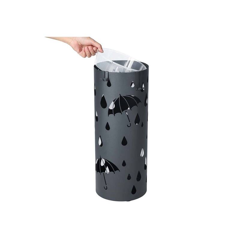 Umbrella Holder with Removable Drip Tray and Hooks Metal Storage Rack for Entryway or Hallway