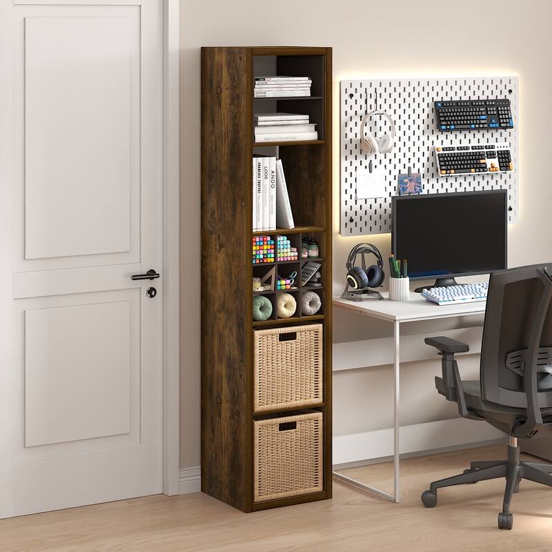 Furinno Cubicle Open Back Decorative Verticle Cube Storage Organizer, 5-Cube, White