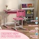 preview thumbnail 3 of 25, Qaba Kids Desk and Chairs Set, Height Adjustable Children School Study Desk with Tilt Desktop, Storage Drawer