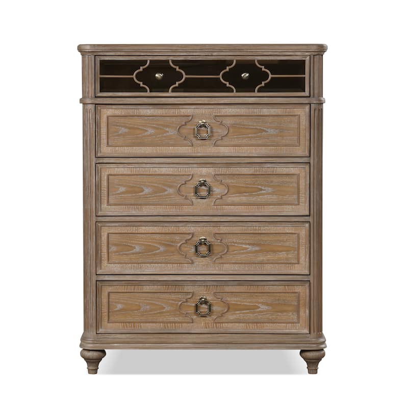 Furniture of America Aveline Modern Rustic Oak 6-Piece Solid Wood Panel Bedroom Set
