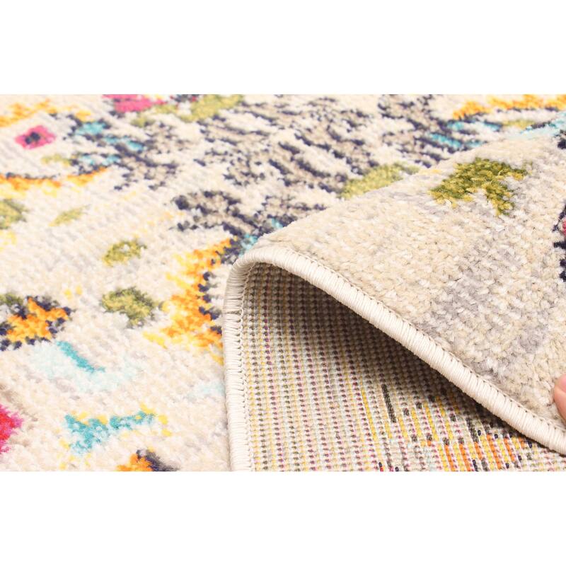 ECARPETGALLERY Machine Made Rosa Ivory Area Rug