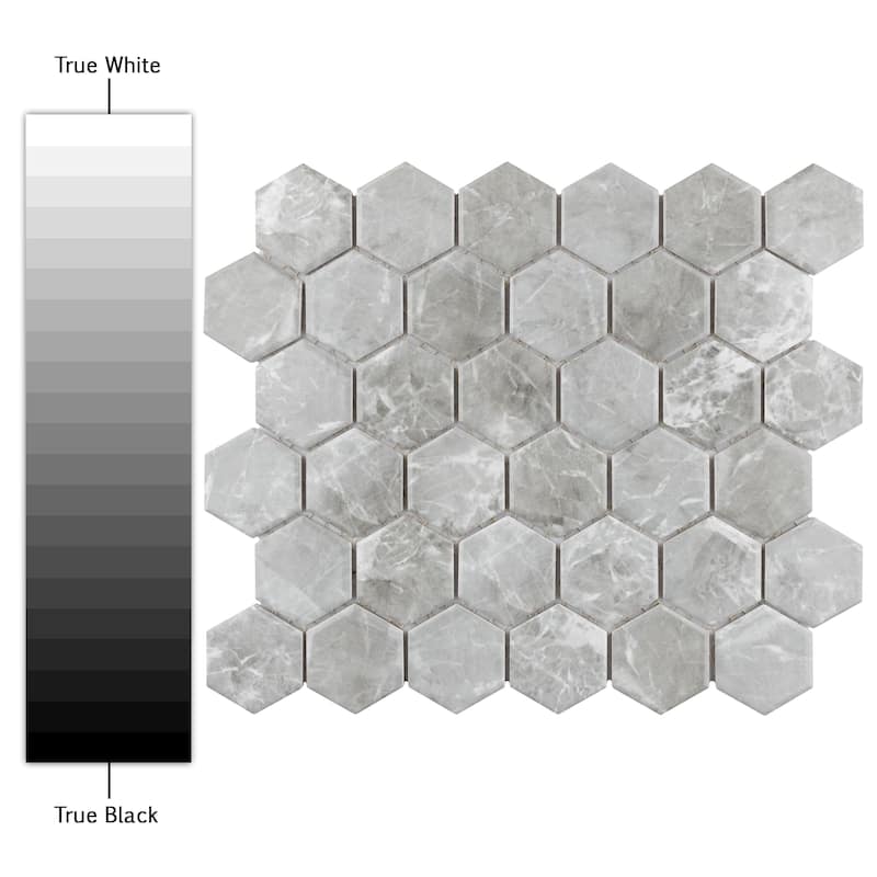 Merola Tile Flo 2" Hex White 11-1/8" x 12-5/8" Porcelain Mosaic Floor and Wall Tile