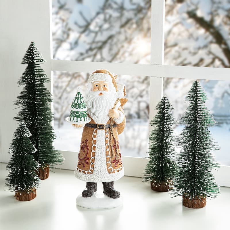 Glitzhome 11.5"H Resin Christmas Gingerbread Santa Table Decor Holiday Ornaments