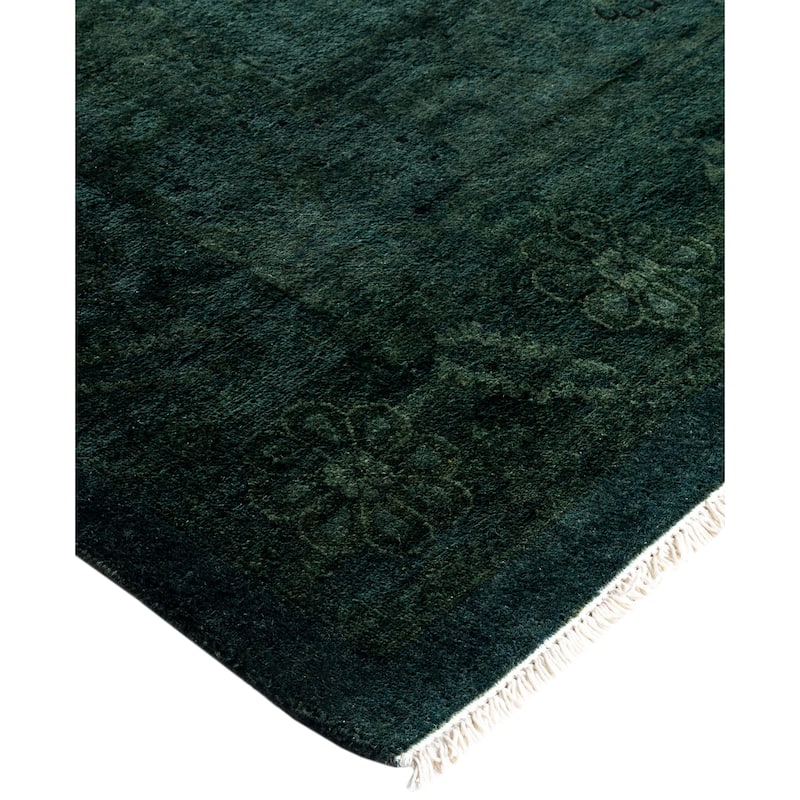 Overdyed One-of-a-Kind Hand-Knotted Area Rug - Green - 8' 2" x 8' 3"