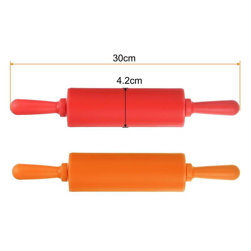 Silicone Rolling Pins for Baking 30cm x 4.2cm Red & Orange - Red & Orange - Red & Orange