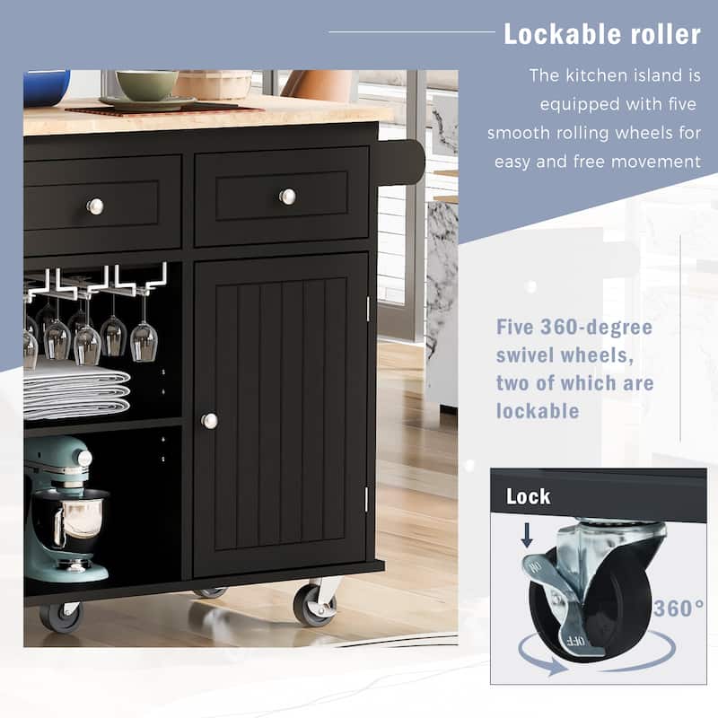 Kitchen Storage Island with Drop Leaf and Power Outlet For Dining Room