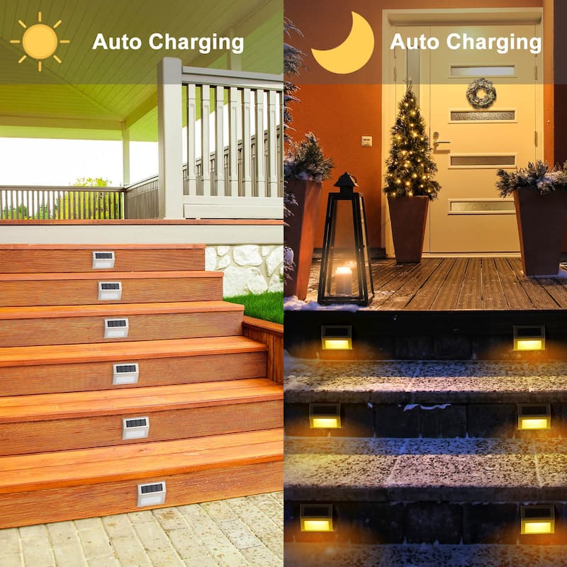 8 PCS LED Solar Outdoor Lights Stainless Steel Solar Step Light