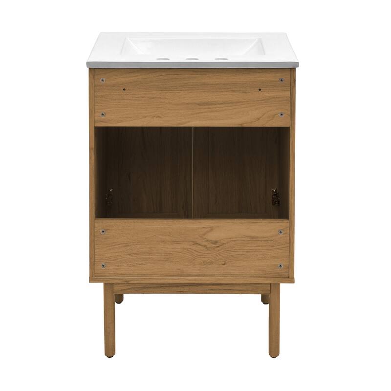 Classe 24 In. Oak Bathroom Vanity With White, 3-Hole Ceramic Sink Top