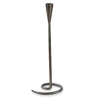 Loop Grey Metal Taper Candle Holder Large, 5.5L x 5.0W x 15.0H inches