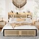 preview thumbnail 2 of 5, Queen Upholstered Bed Frame with Storage Headboard, 2 Drawers, RGB LED, Charging Ports, Heavy Duty, Noise-Free Design, Natural