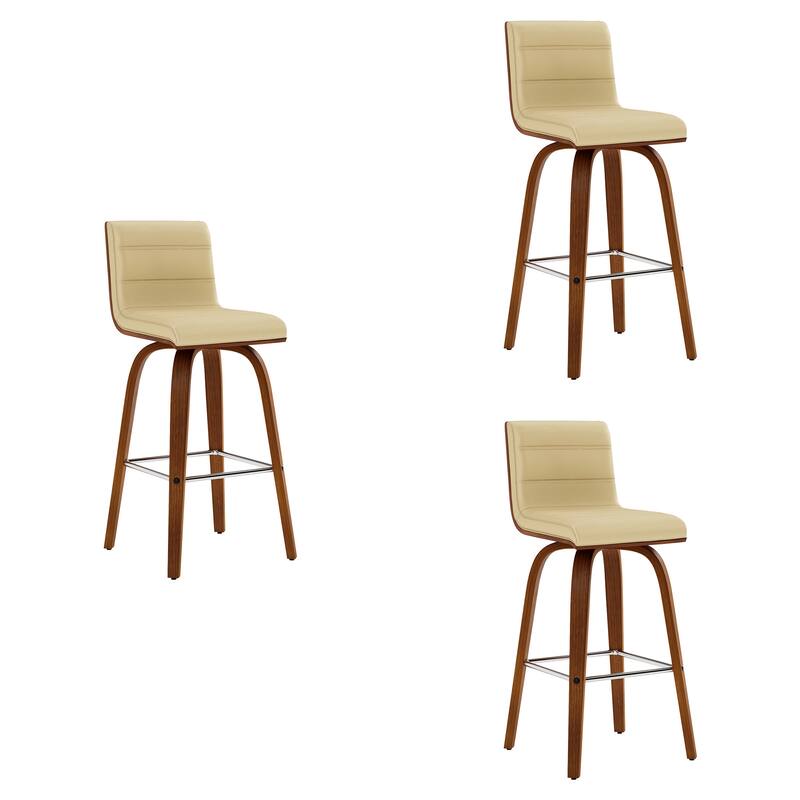 Skara Mid-Century Swivel Counter Stool, Upholstered Counter Height Chair with Bentwood Legs