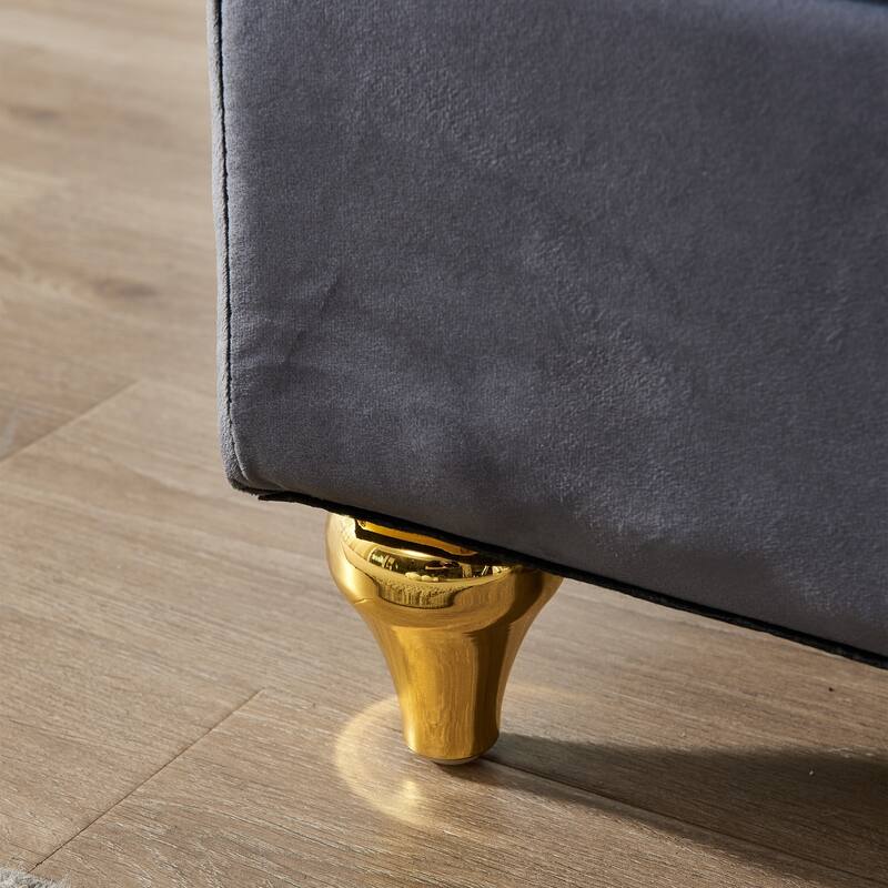 Velvet Chaise Lounges Hidden Storage Lounges Chair with Round Pillow