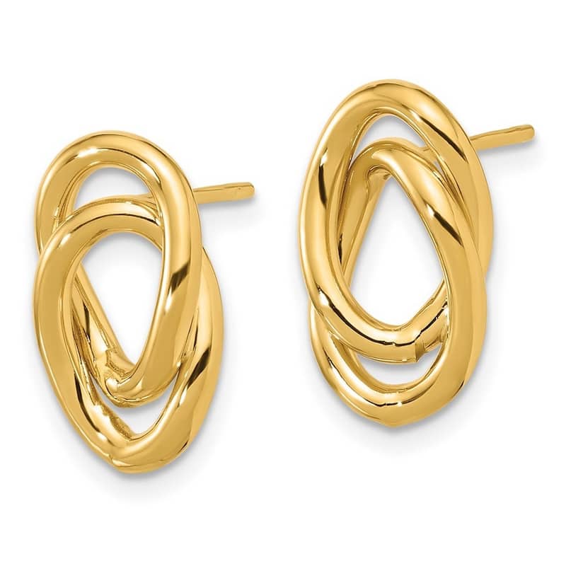 Curata 14k Yellow Gold Polished Interlocked Links Post Earrings - 16.7x9.8mm