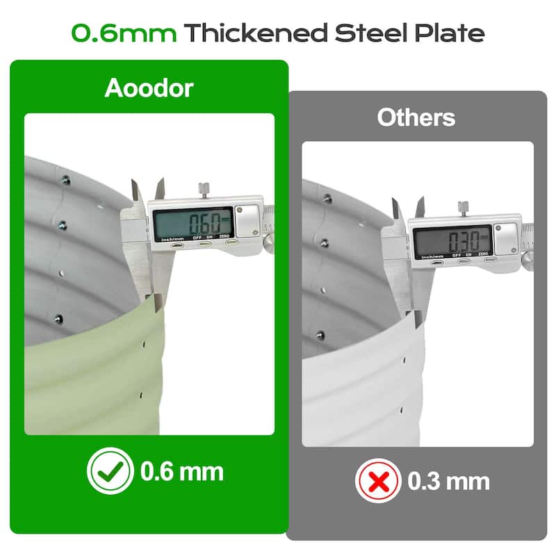 Aoodor 16.7'' Tall Aluzinc Metal Raised Garden Bed 24'' Round - Outdoor Garden Planter Box for Vegetable, Flower, Herb