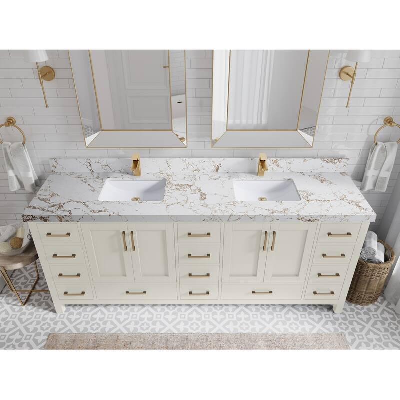 Willow Collection 84 in. W x 22 in. D Malibu Double Sink Bathroom Vanity with Countertop