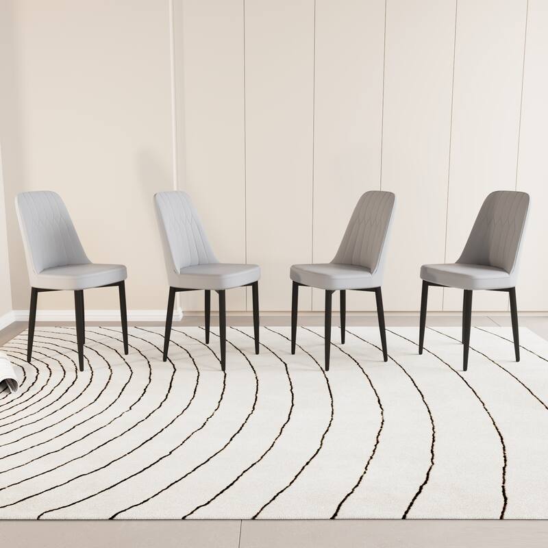 Dining Chairs Set of 4, Faux Leather Upholstered Dining Chairs with Metal Legs for Kitchen/Living Room/Restaurant