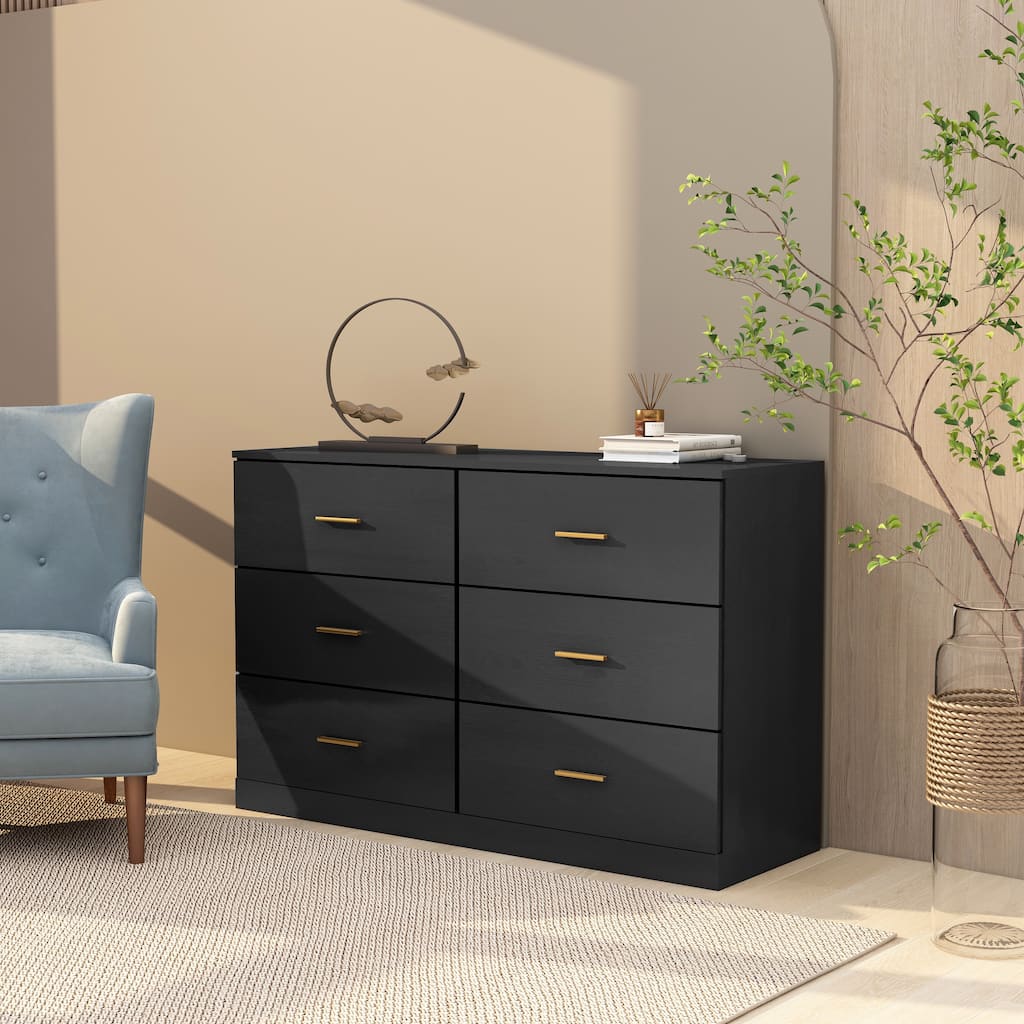 Modern 6-Drawer Dresser for Bedroom - Ample Storage Wide Chest of Drawers,Sturdy & Safe
