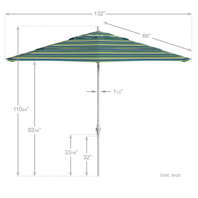 California Umbrella 11' Rd. Aluminum Patio Umbrella, Crank Lift, Collar Tilt, Dbl Wind Vent, White Finish, Sunbrella Fabric