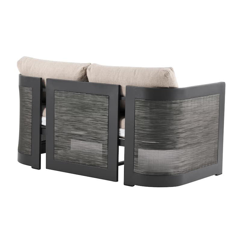 Christopher Knight Home - Modern Aluminum Outdoor 5 Piece Conversation Seating Set with Acacia Wood Coffee Table