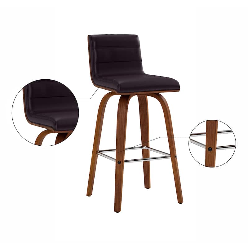 Skara Mid-Century Swivel Counter Stool, Upholstered Counter Height Chair with Bentwood Legs