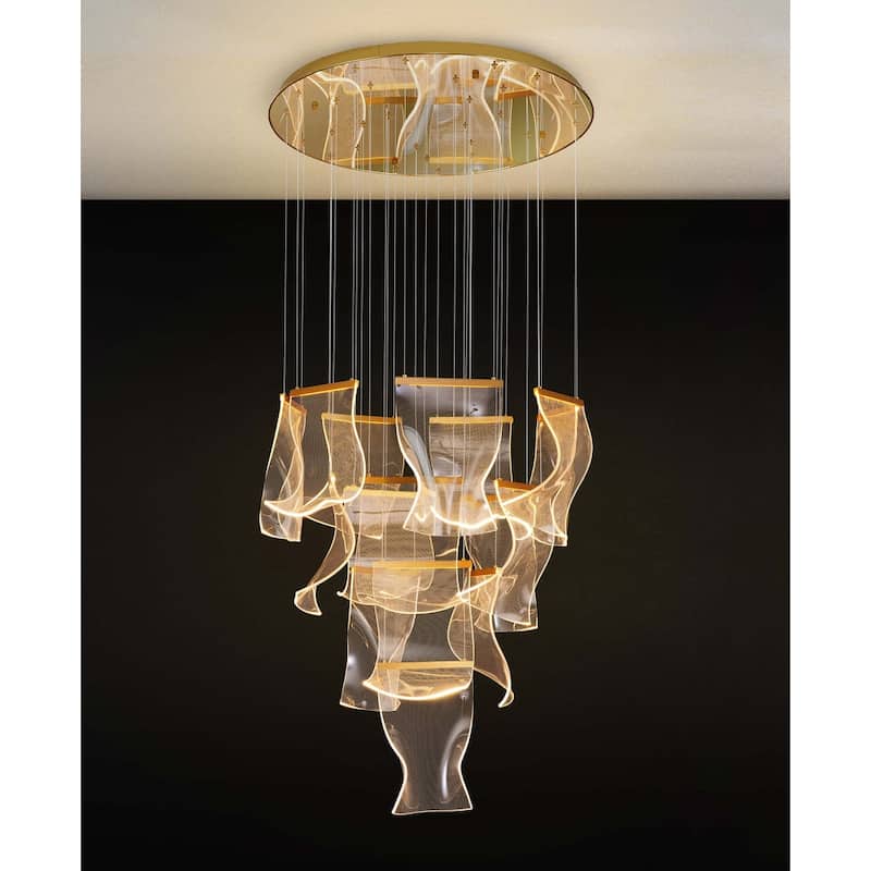 Luxury Acrylic Chandelier 31.5" Wide 16 lights LED Multi Light
