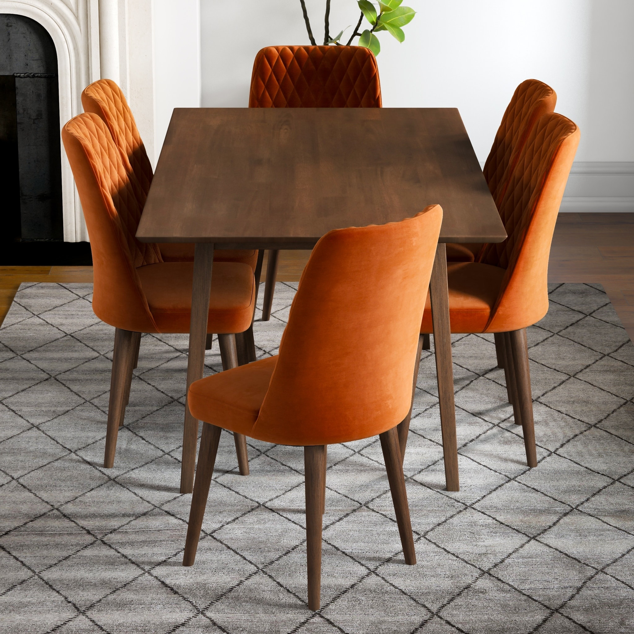 Set of 6 velvet dining sale chairs