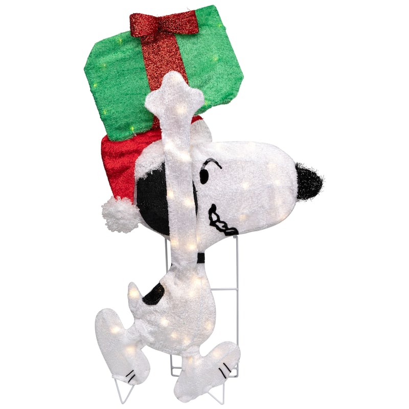 32" Lighted Peanuts Snoopy with Present Christmas Outdoor Yard Decoration