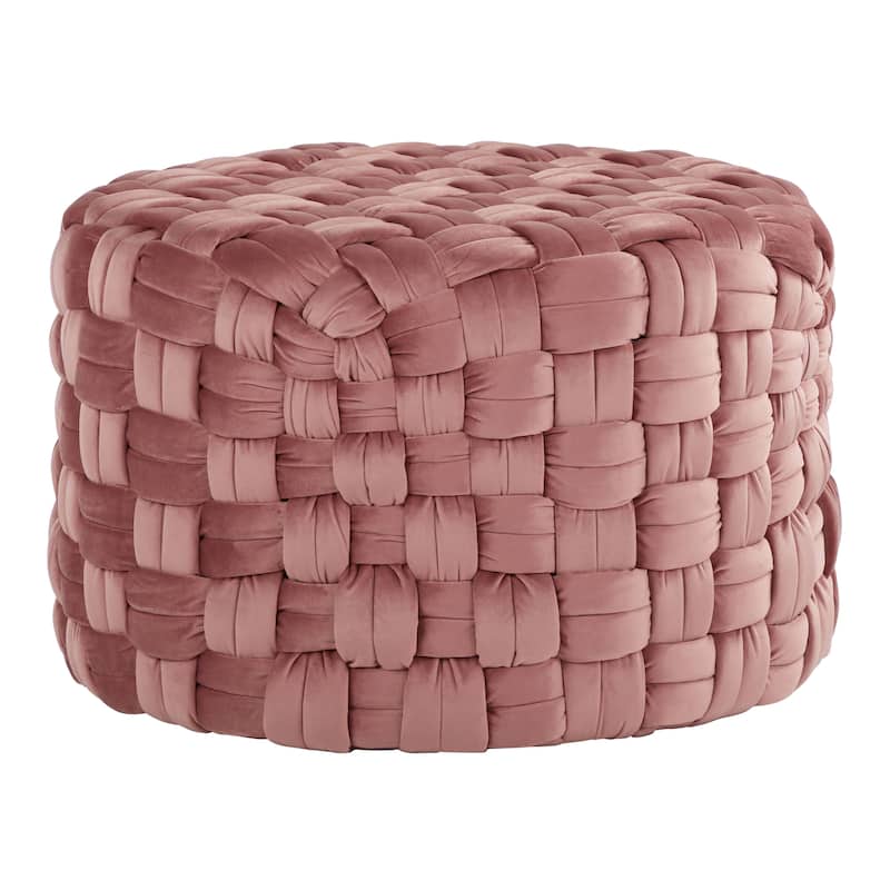 Silver Orchid Camilla Braided Round 24" Ottoman
