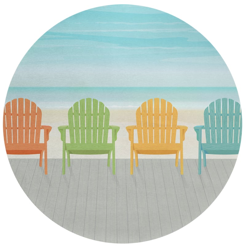 Indoor/Outdoor Harpswell Beach Chairs Washable Rug