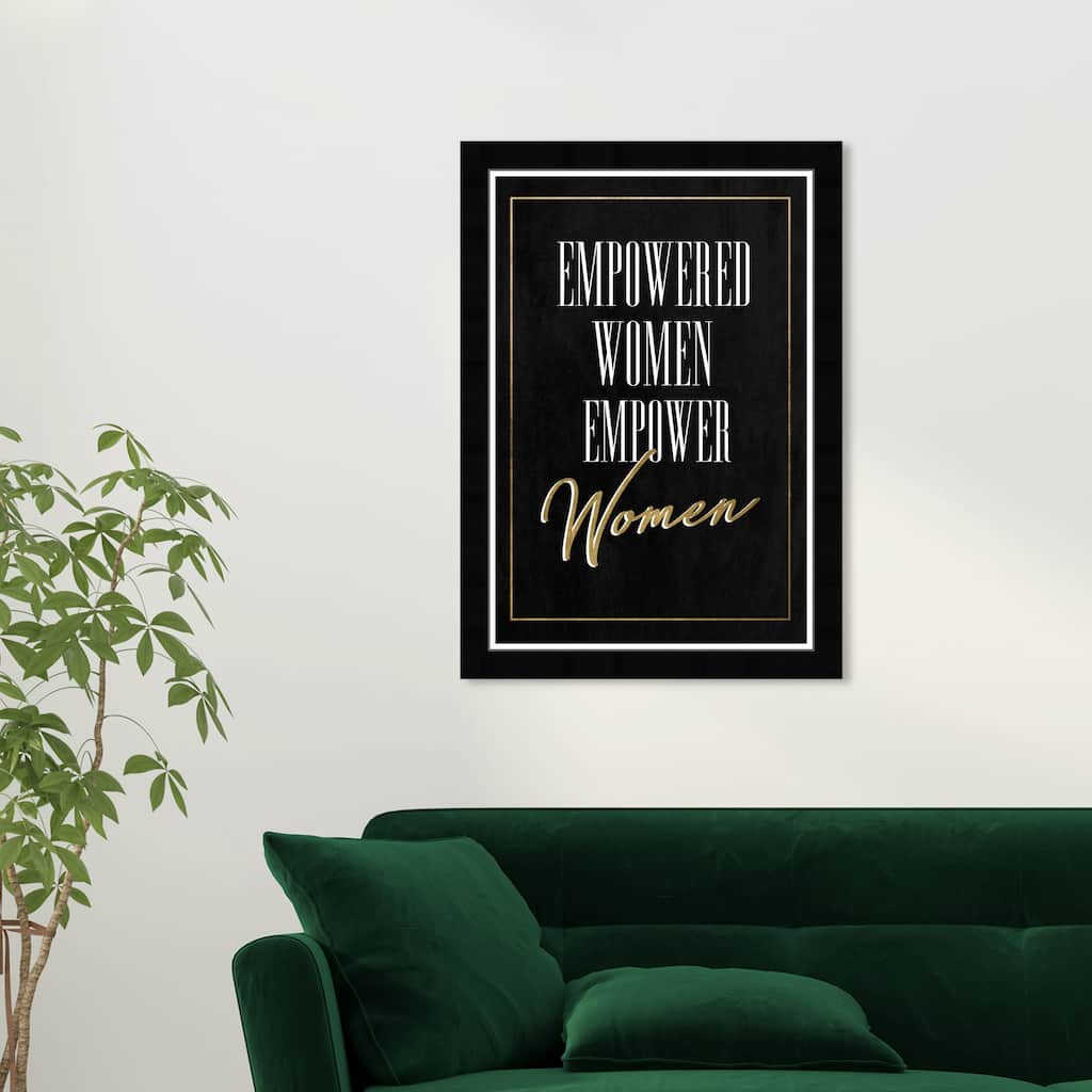 Wynwood Studio Prints Typography and Quotes Empowered Women Black and Metallic Gold Glam Wall Art Canvas Print
