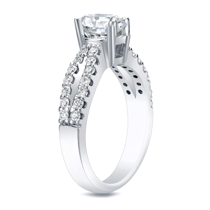 Auriya 14k Gold Round Diamond Engagement Ring 1ctw Split-band