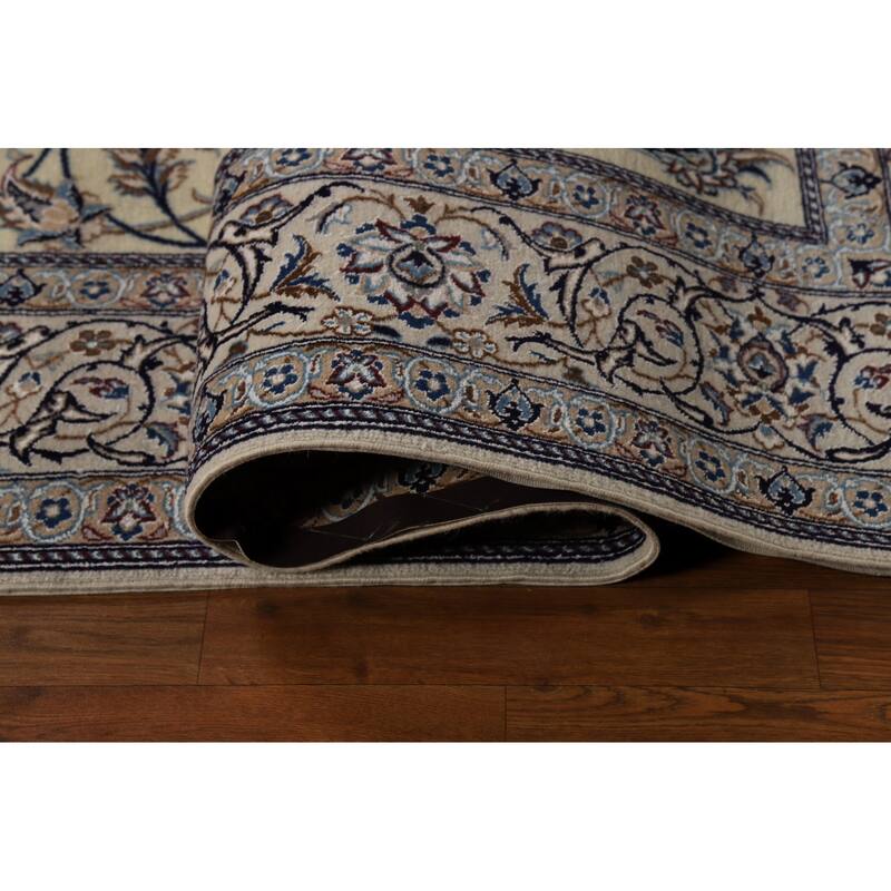 All-Over Floral Nain Persian Area Rug Hand-Knotted Wool Carpet - 6'8"x 10'0"