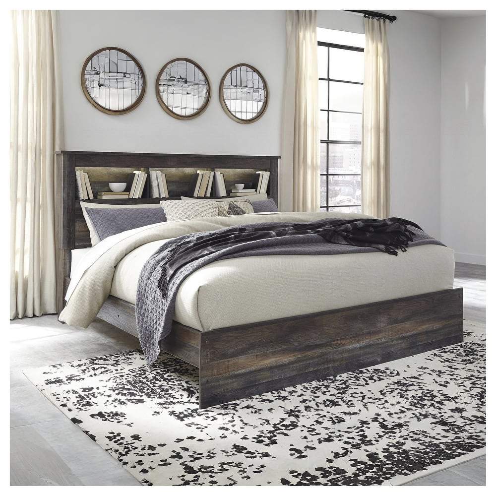 Drystan Rustic Brown Bookcase Bed