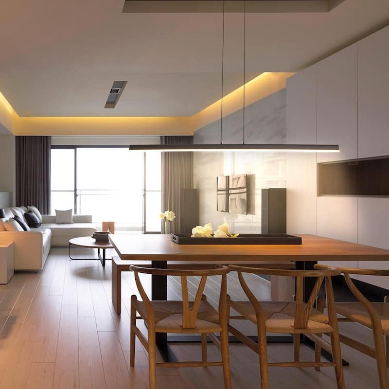 Modern Kitchen Island Dimmable LED Acrylic Linear Pendant Light - Length 47.64''
