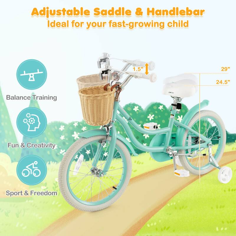 Prorider 18" Kid's Bike with Training Wheels Adjustable Handlebar Seat - See Details