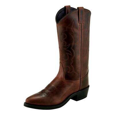 Old West Western Boots Mens Round Toe Cowboy Heel Pull On TBM3012