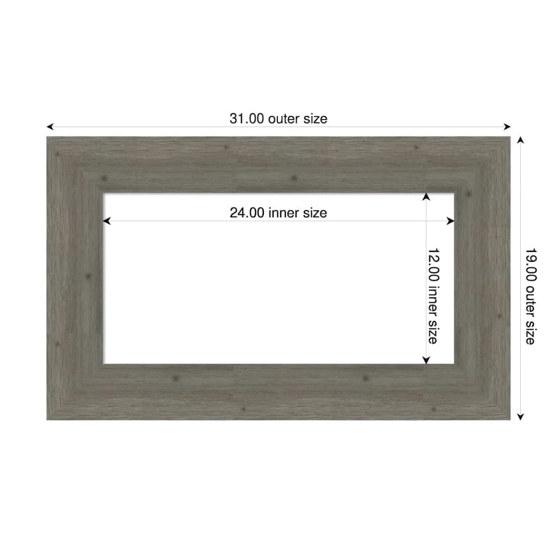 Amanti Art Fencepost Brown Framed Dry Erase Magnetic Board - 31 x 19 in - Fencepost Grey