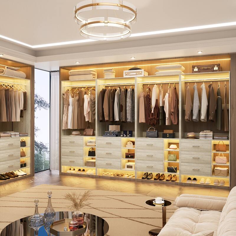 Cimly 30'' W Freestanding Closet Sytem with Hanging Rod, Closet Organizer with Drawers and Shelves