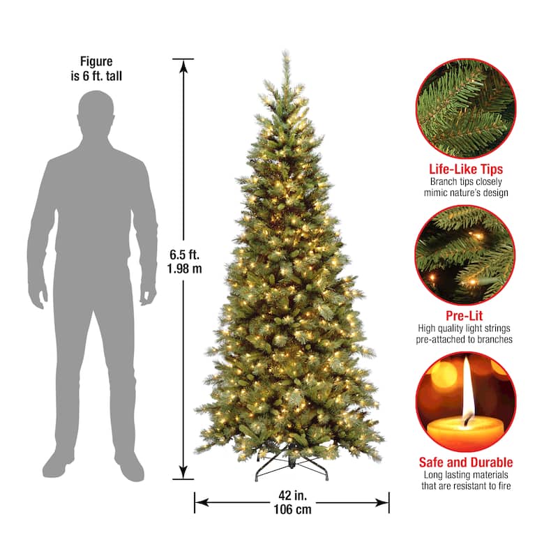 National Tree Company 6.5 ft. Tiffany Fir Slim Tree with Clear Lights - 6.5 Foot