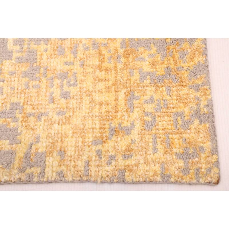 ECARPETGALLERY Hand-knotted Elysian Light Gold Viscose, Wool Rug - 6'6 x 9'8
